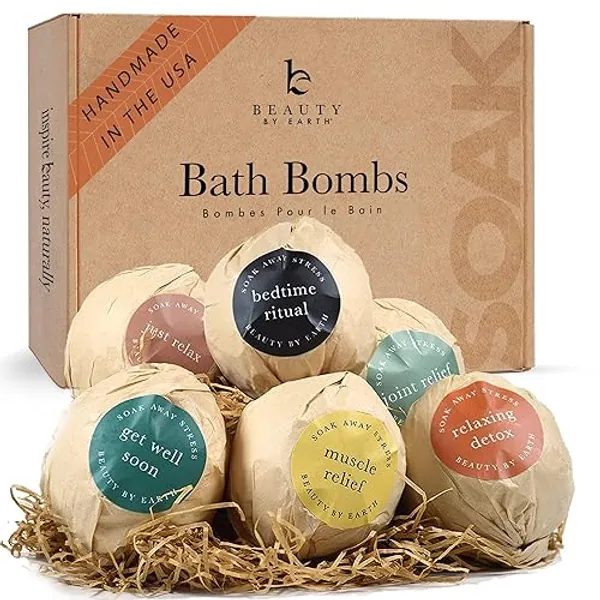 Bath Bomb Gift Set - USA Made with Natural & Organic Ingredients, Valentines Day Gifts, Relaxing Gifts for Women & Men, Spa & Birthday Gifts for Women and Mom, Bath Bombs for Wife & Kids Gift Ideas - 1 Count (Pack of 6)