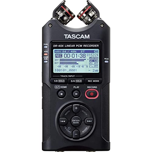Tascam DR-40X Four Track Handheld Recorder and USB Interface,Black