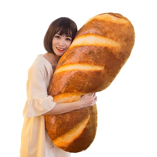 Levenkeness 3D Simulation Bread Plush Pillow,Soft Butter Toast Bread Food Pillow Lumbar Back Cushion Stuffed Toy for Home Decor 39.3" - 39.3"