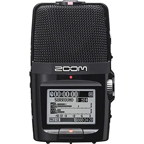 Zoom H2n Stereo/Surround-Sound Portable Recorder, 5 Built-In Microphones, X/Y, Mid-Side, Surround Sound, Ambisonics Mode, Records to SD Card, For Recording Music, Audio for Video, and Interviews