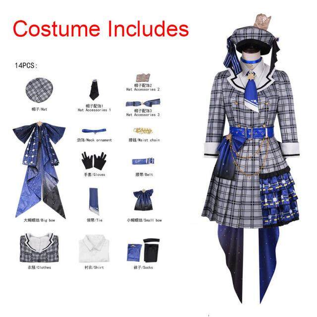 [Noble woman] Hololive Hoshimachi Suisei Costume Vtuber Suisui Wig Headwear Party Youtuber Costumes
