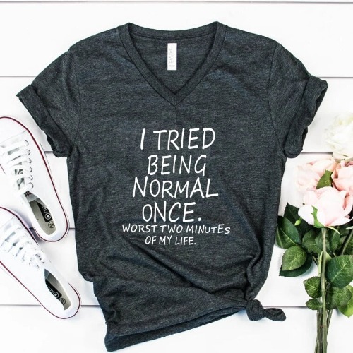 'I Tried Being Normal Once' Multi Color Alt Humorous T-Shirt - multi / L