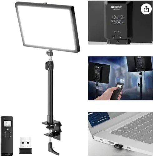 NEEWER GL25B Key Light, Éclairage Panneau LED pour Streaming/PC/Mac App Contrôle 25W 2900K-7000K CRI98+ Dimmable Edge Firing Ultra Silencieux Webcam Vidéo Lumière avec Commande à Distance 2,4G RT100
