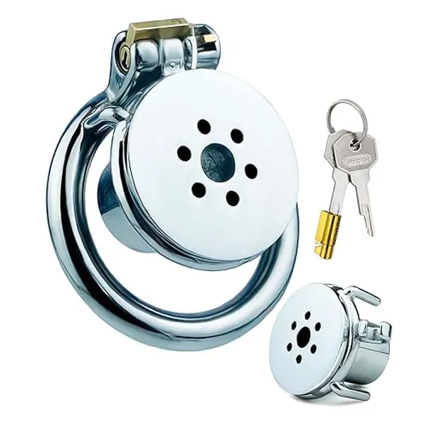 LYAMais 2022 neu Vollständig geschlossener Keuschheitskäfig mit 4 Größen Peniskäfig Herren Chastity Cage Edelstahl Keuschheitsgürtel Extrem Mann（Ring:50mm）