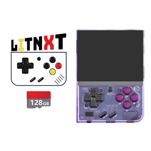 Miyoo Mini Plus Retro Handheld Game Console | Transparent Purple / 128GB (Onion OS⭐)