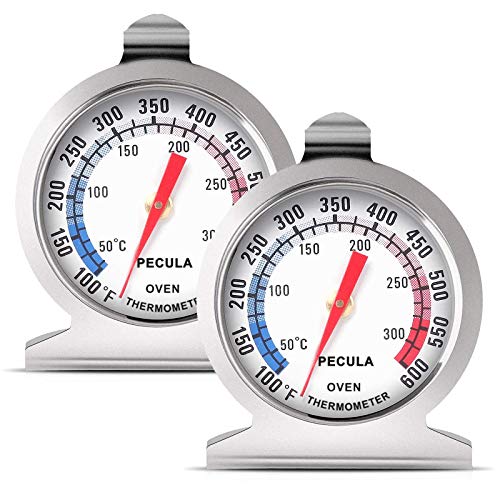Oven Thermometer 2 Pack 50-300°C/100-600°F, Oven Grill Fry Chef Smoker Thermometer Instant Read Stainless Steel Thermometer Kitchen Cooking Thermometer - 2Pack