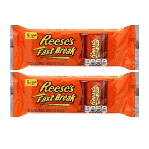 (2 Pack) Reese's Bars Fast Break, Milk Chocolate, Peanut Butter & Nougats, Snack Size 3.35 oz