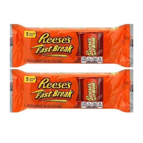 (2 Pack) Reese's Bars Fast Break, Milk Chocolate, Peanut Butter & Nougats, Snack Size 3.35 oz