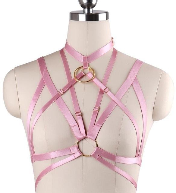 Satin O Ring Harness - Pink