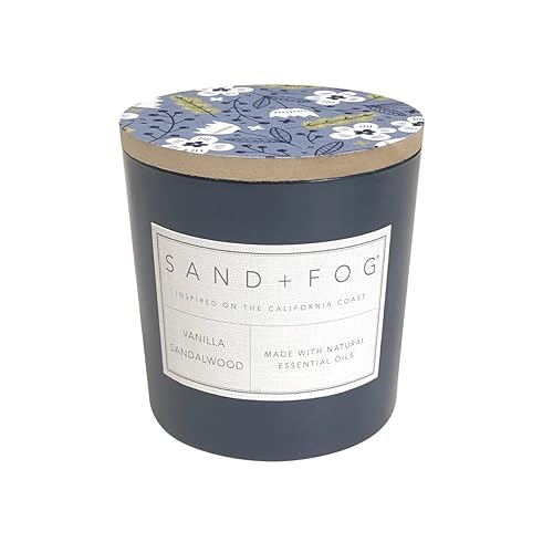 Sand + Fog Scented Candles - Vanilla Sandalwood - Additional Scents and Sizes - 3 Wicks 100% Cotton Lead-Free - Luxury Air Freshening Jar Candles - Perfect Home Decor - 21 oz - Vanilla Sandalwood - 21 oz