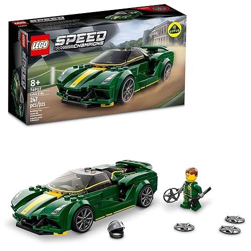 LEGO Speed Champions Lotus Evija 76907 Race Car Toy Model for Kids, Collectible Set with Racing Driver Minifigure - Multicolor