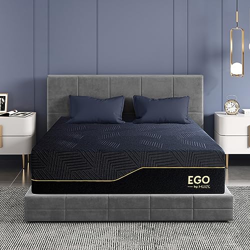 EGOHOME 14 Inch Queen Memory Foam Mattress for Back Pain, Cooling Gel Bed in a Box, Made in USA, CertiPUR-US Certified, Therapeutic Medium Mattress, 60”x80”x14”, Black - 14 Inch - Queen