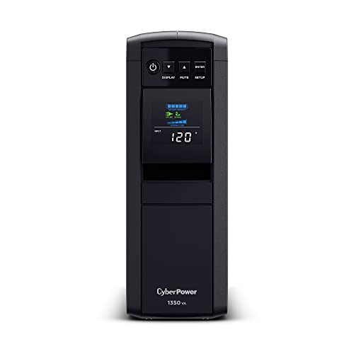 CyberPower CP1350PFCLCD PFC Sinewave UPS System, 1350VA/880W, 12 Outlets, AVR, Mini-Tower - 1350VA - UPS
