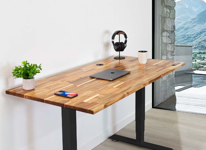 Standing Office Desk - M (59" × 29") / Black / Acacia