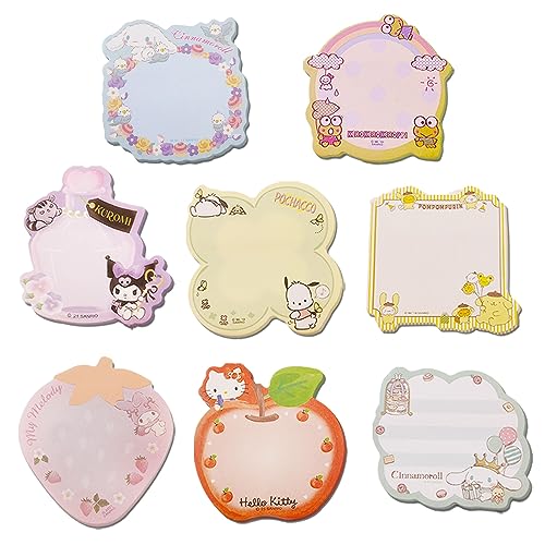 Anime Kitty Small Sticky Notes 8 Pack Cute Sticky Notes Personalized Sticky Notes Cute Office Supplies Fun School Supplies (C) - C