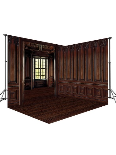Mahogany Room and Mahogany Wall Corner Set | 2 Backdrops - 10'W x 8'H & 8'W x 8'H / Yes