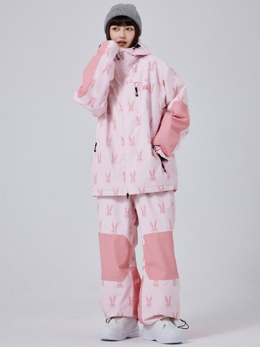 Women's Adorable Snow Rabbit Freeride Baggy Snowsuit | Pink / M