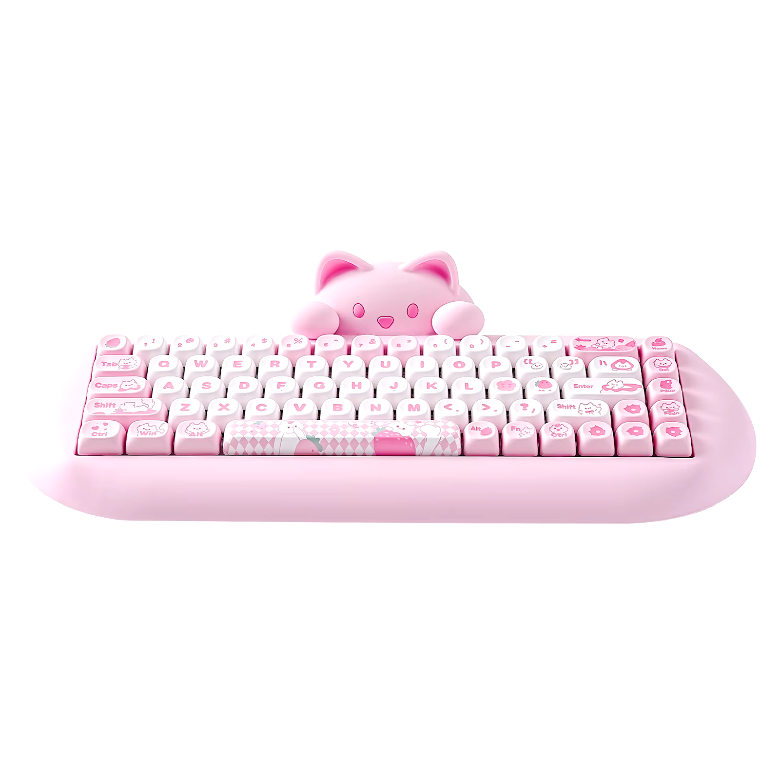 Yunzii C68 Roze 65% Hifi Schattige Kat Siliconen Hot Swap Nkro Ergonomisch Draadloos Bt5.0/2.4G/Bedrade Rgb Mechanisch Gaming Toetsenbord - AliExpress 