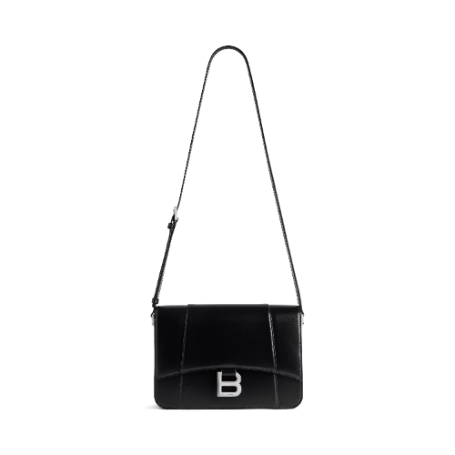 Women's Hourglass Medium Flap Bag in Black