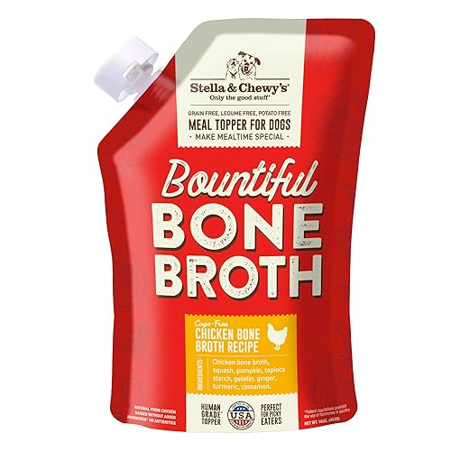 Stella & Chewy's Bountiful Bone Broth Cage-Free Chicken Recipe Meal Topper for Dogs, 16 Oz. Resealable Pouch - Chicken - 16 Fl Oz (Pack of 1)