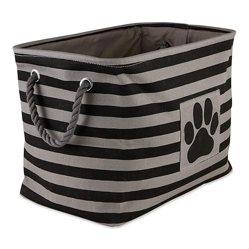 Bone Dry Pet Storage Collection Striped Paw Patch Bin, Large Rectangle, Brown - Small Round Rose