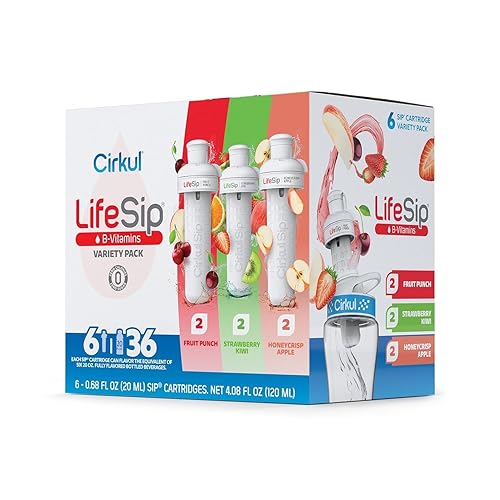 Cirkul LifeSip Flavor Cartridge Variety Pack with B Vitamins, 6-Pack (2 Fruit Punch, 2 Strawberry Kiwi, 2 Honeycrisp Apple) - LifeSip Variety Pack
