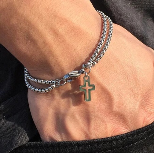 Layered Chain Bracelet With Cross