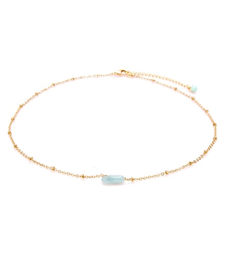 Lotus and Luna Calm Aquamarine Stone of the Earth Necklace | Gold/Blue