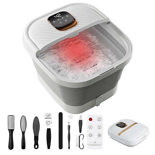 Collapsible Foot Spa with Heat, Touchscreen, Foldable Foot Bath Massager with Temperature Control, Foot Massage Rollers, Pedicure Foot Spa for Home, Office, Relaxation, Christmas gift for Men & Women