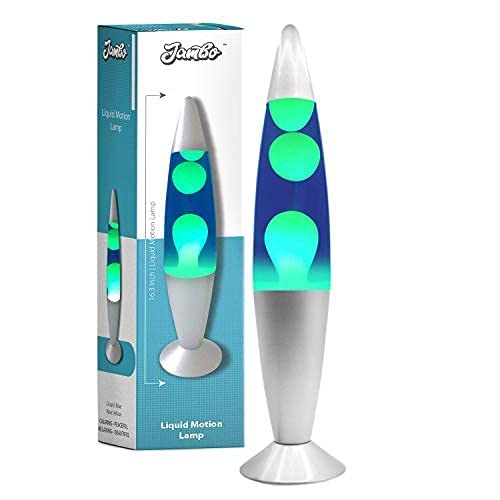 Jambo 16-Inch Beautiful Lamp with Wax That Flows Like Lava (Blue with Yellow/Green Wax, 16 Inch), Relaxing Night Light Nighlight Home Decor Living Room Office Bedroom Lamp for Adults, Teens, and Kids - Blue With Yellow/Green Wax 16"
