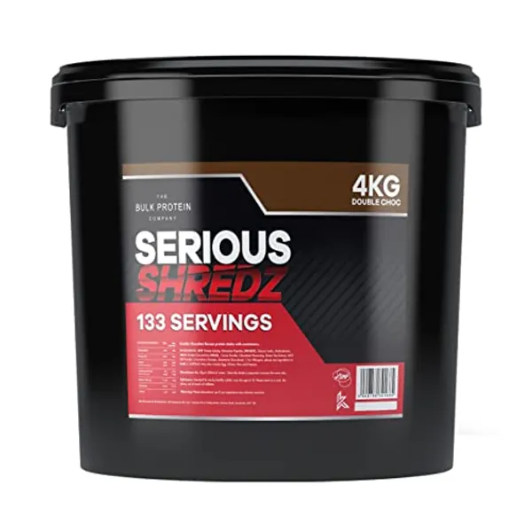 Serious Shredz 4kg – Diet Whey Protein Powder – Contains L-Carnitine L-Tartrate and Green Tea extract – Supports Lean Muscle Growth, 133 Servings – The Bulk Protein Company (Double Chocolate)