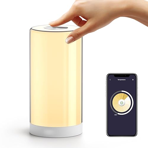 Meross Smart Lamp Bedside, WiFi Lamp Support Apple HomeKit Alexa Google Assistant SmartThings, RGBWW Touch Lamp Dimmable Multicolour Voice Remote App Control (2.4GHz Only)