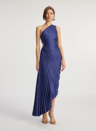 Delfina Satin Pleated Dress | Riviera / 0