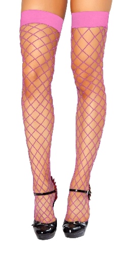 Roma Hosiery Stc207 - Thigh Highs Fishnet Stockings - Hot Pink / One Size