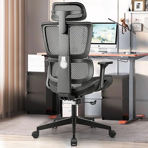 Primy Gaming Chair Ergonomic Office Chair, High Back Breathable Mesh Desk Chair with Adjustable Lumbar Support, Ergonomic Computer Chair Adjustable Swivel E-Sports Lifting Gamer Task Chair (Black) - Black