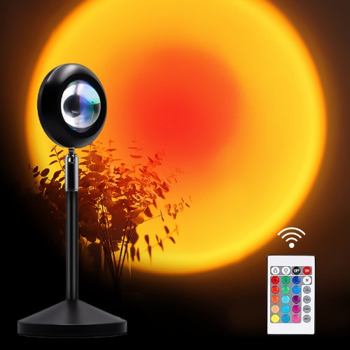 Sunset Lamp, 16 Colors Sunset Projection Lamp, Brightness Adjustable Sunset Projector Light Mood Lights, Rainbow Lamp with Remote 4 Dynamic Modes