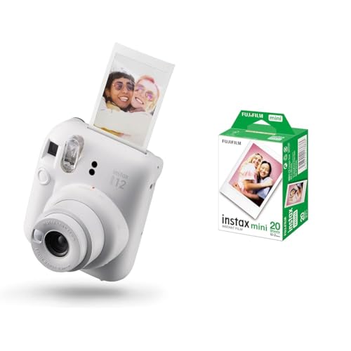 INSTAX Mini 12 Sofortbildkamera Clay-White + Mini Film Standard (20/PK) - Clay-White - mit Instant Film (20 Blatt)