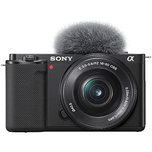 Sony Alpha ZV-E10 | APS-C spiegellose Vlog-Kamera (schwenkbarer Bildschirm für Vlogging, 4K-Video, Echtzeit-Augen-Autofokus) Schwarz + SEL1650 Objektiv - ZVE10 + SEL1650 - single