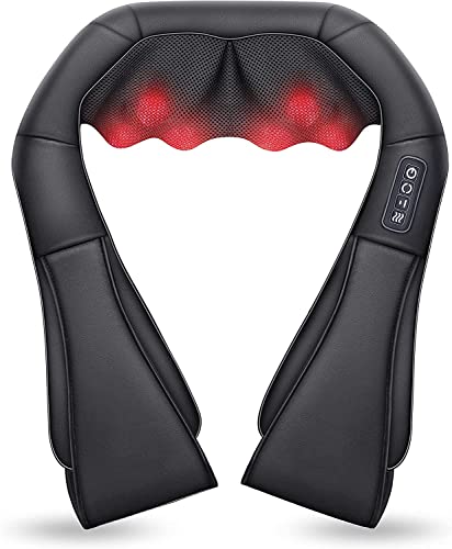 COMFIER Shiatsu Neck and Shoulder Massager,Deep Kneading Massage Pillow with Heat, Back Massager, Pillow Massager as Best Father's Day Gifts for Dad Men, Black - Black-6302