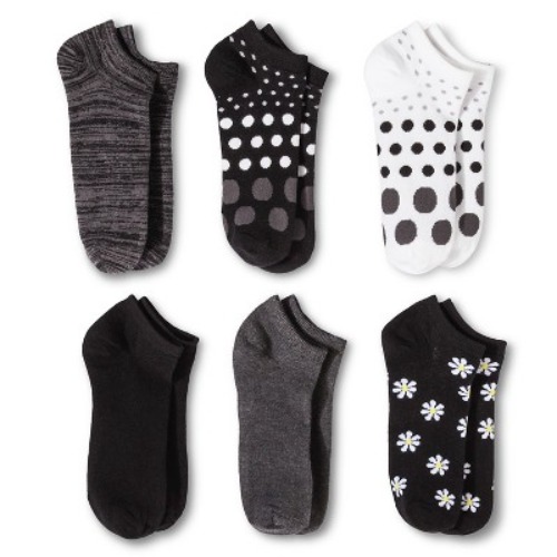 Women's Daisy 6pk Low Cut Socks - Black 4-10