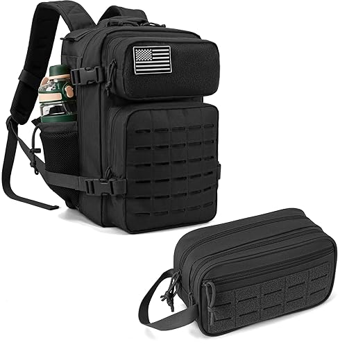 QT&QY 25L Tactical backpack & Tactical Toiletry Bag