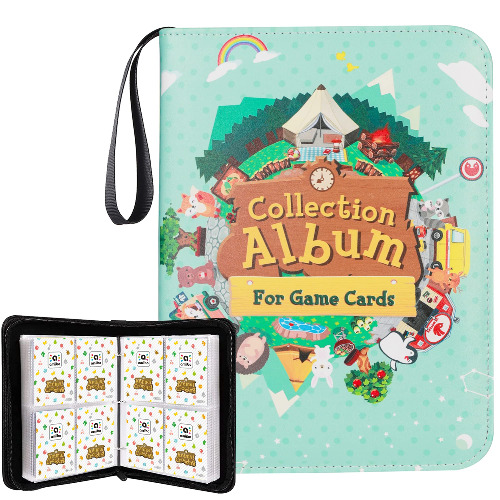 D DACCKIT 400+ Card Holder Binder Compatible with Animal Crossing Amiibo Cards, 4 Pocket Trading Cards Storage Display Album for Amiibo Card Series 1-5 - 400+ Card Binder for Amiibo Cards