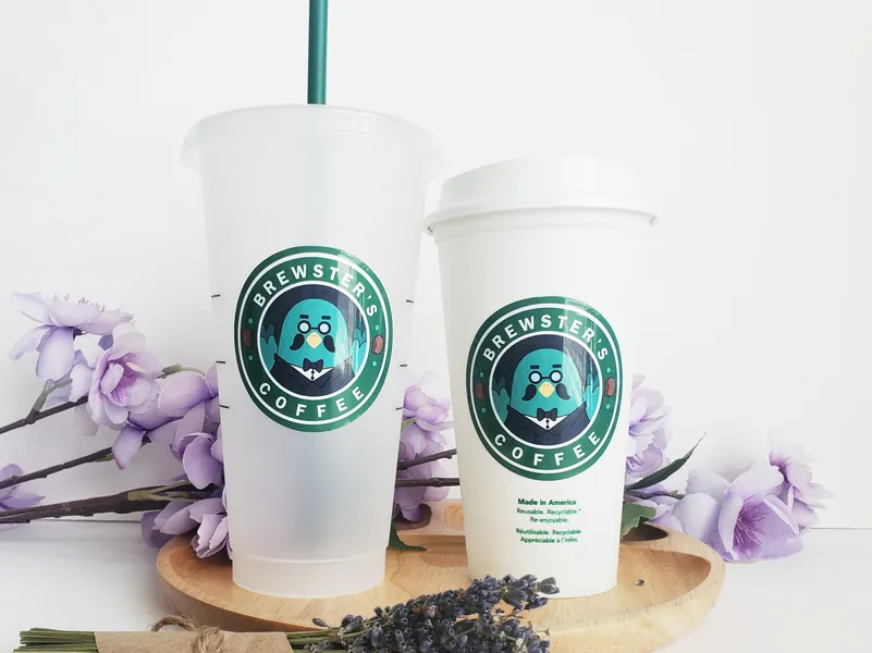 Pigeon Coffee Cup, Coffee Cups, iced coffee tumbler, cup with straw and lid, customized coffee cups, animal village cups