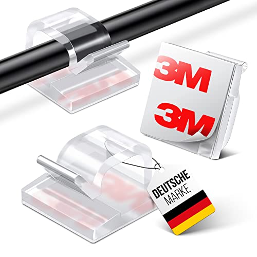 MYMIND® Kabelhalter selbstklebend [3M KLEBER] 50 Stück Indoor & Outdoor - Kabelclips für Kabelmanagement - Kabelklemmen & Kabelorganisator am Schreibtisch - Kabelbefestigung Lichterkette(transparent) - Transparent 50 Stück