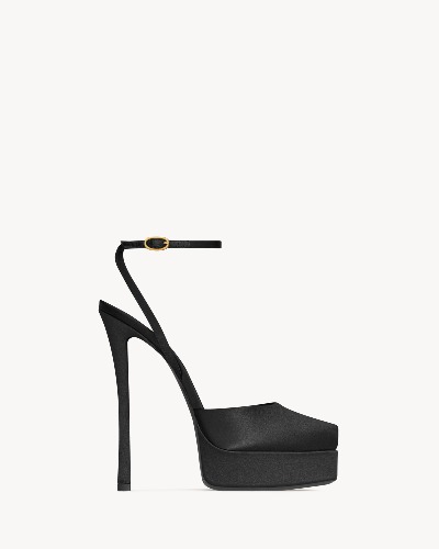 LA SCANDALE platform sandals in satin crepe | Saint Laurent | YSL.com