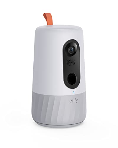 eufy 2K Pet Camera with Phone App, New 2023, 360° View, On-Device AI Tracking, Dog Camera with Treat Dispenser, 2-Way Audio, Doggy Diary, Bark Alerts, Local Storage, No Monthly Fee - Grey
