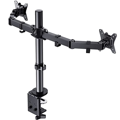 ErGear Dual Monitor Desk Mount, Fully Adjustable Dual Monitor Arm for 2 Computer Screens up to 32 inch, Heavy Duty Dual Monitor Stand for Desk, Holds up to 17.6 lbs per Arm, Black, EGCM1 - Black