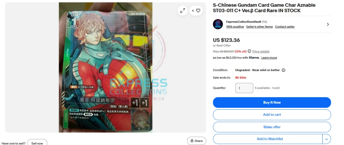 buy hammie the pregnant char aznable gundam tcg card