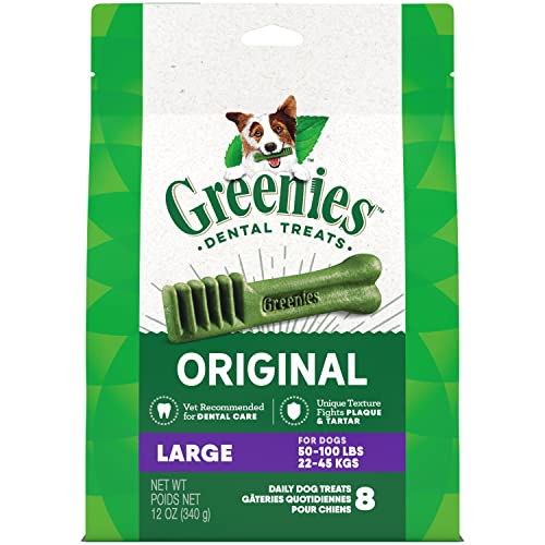 Greenies Original Large Natural Dental Care Dog Treats, 12 oz. Pack (8 Treats) - 12 Ounce (Pack of 1)