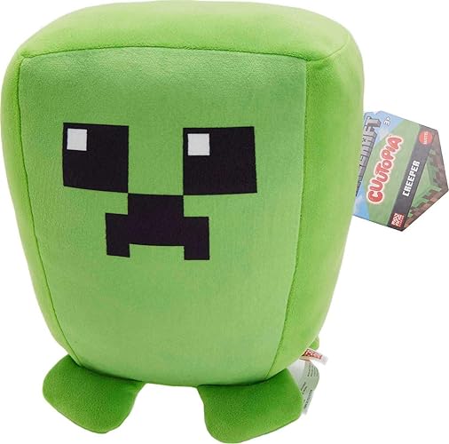 Mattel Minecraft Cuutopia Creeper Plush, 10-inch Soft Rounded Pillow Doll, Video Game-Inspired Collectible Toy - Creeper